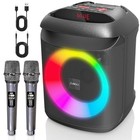 Aimax Karaoke Machine With Bluetooth And Two Wireless Microphones  Portable 