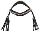 Dressage Leather Rose Gold Crystal Horse Bridle With Piping All Size
