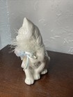 Vintage Enesco Cat Figurine Porcelain Kitten Opalescent White Kitty 1988