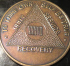 Alcoholics Anonymous 37 Year Aa Bronze Medallion Coin Token Chip Symbol
