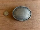 Belt Buckle Fancy Etching Rope Border Not Engraved Silver Tone Metal 3x3 75 Vtg