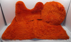 3pc Orange Faux Fur Bath Mats And Toilet Lid Cover Bathroom Rugs Set New