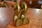 Vintage Solid Brass Mcm  Art Deco Swan Bookends Sculptures 6  Tall Korea