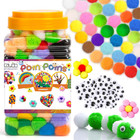  400 Pcs  - 300pcs 1 Inch Assorted Pom Poms With 100pcs Wiggle Eyes