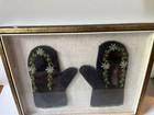 Pair Of Framed Antique Mittens Floral Design Norway  Germany 
