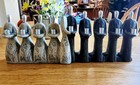 Judaica Contemporary Resin Figural Menorah Featuring Interlocking Light And Dark