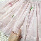 Vintage 1950s Girls 8 Years Pink Sheer Floral Applique Dainty Party Dress