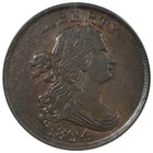 1804 Draped Bust Half Cent Pcgs Au55 Cac Plain 4 No Stems