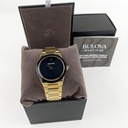Bulova Men s Millennia 97a183 Gold black Dial New Stainless Quartz Watch 41mm