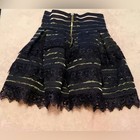 Emma   Elsa Navy Elsa Striped Lace Metallic Waist A-line Skirt 10 12  a5 