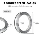 4 Pcs Aluminum Alloy Hub Centric Rings 73 Od To 56 Id Wheel Center Spacer