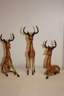 3 Vintage Celluloid Hard Plastic Reindeer Deer Figure Deer Mcm Christmas Decor