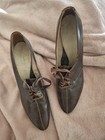 Vintage 1930 s-40 s Brown Leather Oxford Heels Size 9 5-10 N