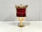 Ship Salvaged Original Antique Ship Refurbished Marine Brass Lamp With Red Glass