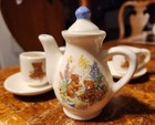 Vintage Teddy Bear Mini Tea Set Japan Porcelain Child Play Toy Kitchen