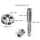 3 X M12 X 1 25 Taper bottom Thread Taps   Round Die Metric Hand Tap   Die Set
