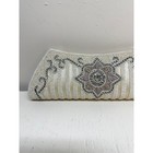 Vtg Beaded Clutch Evening Bag Purse Cream Silver Floral Embellished Formal