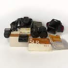 Vtg Sears Ks-1 35mm Slr Film Camera Package Flash Lenses Leather Case Working 