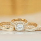 2ct Lab Created Diamond His   Her Wedding Trio Ring Set 14k Yellow Gold Plated