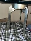 Vintage Mid-century Modern Sculptural Brutalist Steel Metal   Glass Side Table