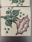 Set Of 9 Vintage Talavera Tiles Pink Morning Glory Flower 4x4 Made In Mexico Lb