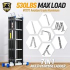 Step Folding Ladder 19 6ft Multi-purpose Aluminium Extension Ladder 7 In 1