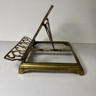 Vintage Ornate Brass Book Stand Adjustable Collapsible Cookbook Bible Display