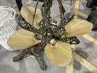 Antique Art Deco Slip Shade Ceiling Light Fixture Chandelier 5 Light