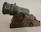 Vintage Montero Plaza Siglo Xvi Desktop Moveable Miniature Cannon On Wood Base