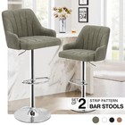 Set Of 2 Adjustable Swivel Bar Stools Pu Leather Counter Height Chairs Kitchen
