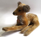 Vintage Steiff Mohair Deer Spotted Fawn Lying 1960s  With Paper Tag 16  Long