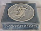 Vintage Genuine Incolay Stone Blue   White Jewelry Trinket Box     Classical Cameo