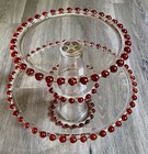 Vtg Diamond Star Candlestick Imperial Glass Red Cup Cake Display Stand 9  Set