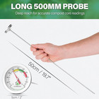 Compost Thermometer 20 Inch     Stainless Steel Soil Temperature Gauge With 2 Inch
