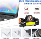 2 Pack Led Headlamp Headlight Flashlight Usb Rechargeable Waterproof Head Light