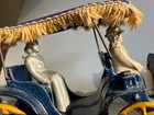Vtg Stanley Cast Iron Surrey With Fringed Top Horse Drawn Covered Carriage