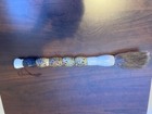 Antique Asian Chinese Large Ink Brush Carved Green Jade And Agate Rings Handle