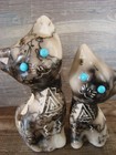 Native American Horse Hair Cat Pottery Set By Vail
