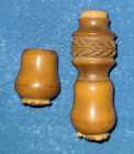 Antique Carved Treen Sewing Needle Case Etui  Tagua   Coquilla Nut  