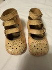 Vtg  Baby High Top  Tri-strap Button Leather Shoes keepsake dated   Painted Pink
