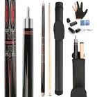 Billiard Pool Cue Stick Set W  Case Accessories 58 Inch Durable Low Deflection
