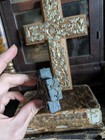 Vintage Mexican Folk  Art Milagro Wood Cross Lot Of 2 Crosses Signed