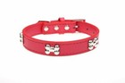 Pet Collar Bone Stud - Dog Puppies Leather Adjustable Silver Buckle 