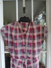 1940s Cotton Red  White And Blue Plaid Dress