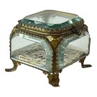 Antique French Royal Jewelry Casket   Trinket Box W  Beveled Glass