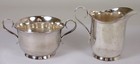 Rare Vtg Tiffany   Co Silver Soldered Ep Handled Creamer   Sugar Bowl Set 509