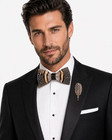 Handmade Feather Pre-tied Bow Tie And Brooch Sets For Men