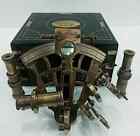 J scott Antique Sextant Nautical Brass Astrolabe Working Marine Vintage Box