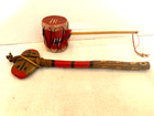 Native American  Hand Held Drum And Hatchet 2 Adult Beaded Headbands 2 Keyrings