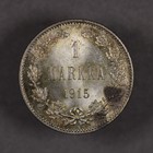 1915 Finland Silver 1 Markka Uncirculated Toned